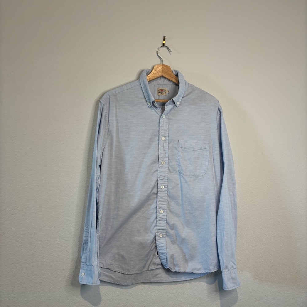 Faherty Men’s Light Blue Long Sleeve Button-Down Casual Shirt Size Large